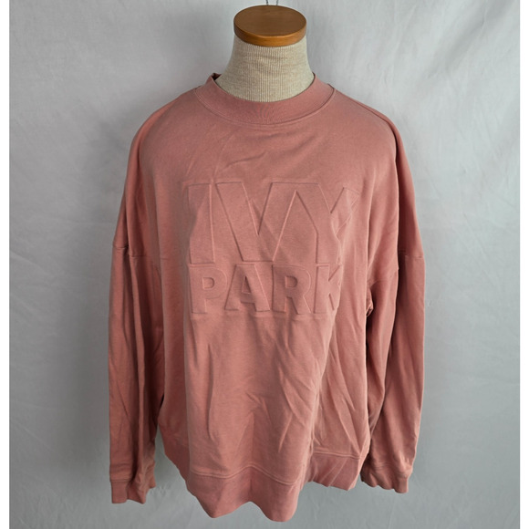 Ivy Park Embossed Logo Sweatshirt Women's L Pink Pullover - Picture 16 of 16